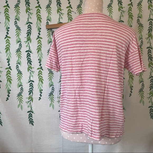 Size M J. Crew Pink/White Striped Shirt A1 - Picture 3 of 4